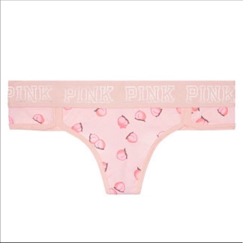 New Victoria’s Secret PINK Logo Thong Panties ~ Peaches ~ XS